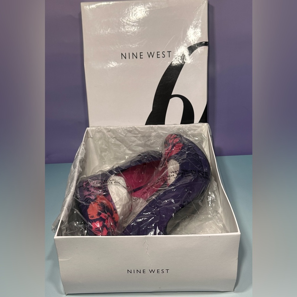 NINE WEST Rocha Floral Purple/Pink 3.75" High Heels Platform Pumps - Picture 7 of 8